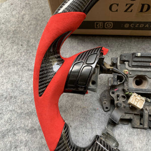For 2003-2007 7gen Accord in Sexy Red Leather and Carbon grips steering wheel design