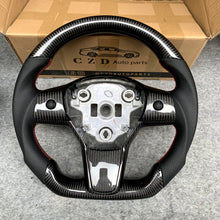 Load image into Gallery viewer, Tesla Model 3 Model Y Carbon fiber steering wheel with Perforated leather from CZD