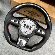 Load image into Gallery viewer, Tesla Model 3 Model Y Carbon fiber steering wheel with Perforated leather from CZD