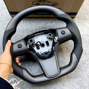 Tesla Model 3 ModelY Matte Carbon fiber perforated leather design