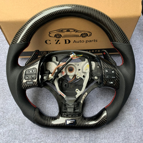 CZD Lexus IS250 IS350 Carbon fiber steering wheel with Blue Sports Badge