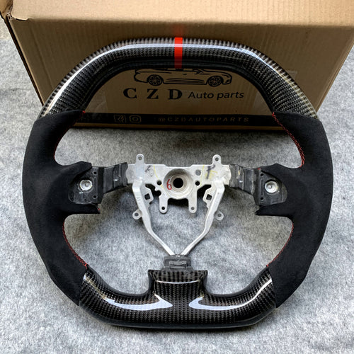 For 2008-2014 SubaruWRX STI  carbon fiber steering wheel Flat top Flat buttom design